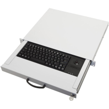 Aixcase 19" Rack 1U Tastatur DE Trackball PS2&USB lichtgrau (AIX-19K1UKDETB-W) asztali számítógép kellék