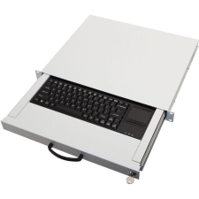 Aixcase 19" Rack 1U Tastatur US Touchpad USB lichtgrau (AIX-19K1UKUSTP-W) asztali számítógép kellék
