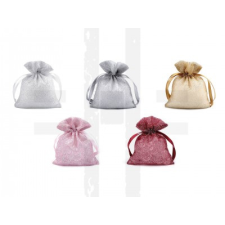  Ajándék zsákocska 10x13 cm organza glitterekkel - 10 db/csomag dekorációs kellék