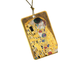 Ajándékkísérő kártya, papír,10db-os,Klimt:The Kiss,arany kerettel party kellék