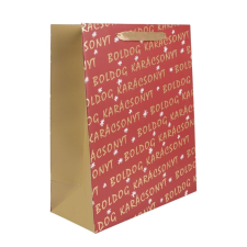  Ajándéktasak arany boldog karácsony felirat 18x23cm dekorációs kellék