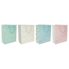  Ajándéktasak cikkcakk mintával 26x32x10 cm 4 féle dekorációs kellék