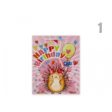  Ajándéktasak Happy Birthday állatos glitteres közép 18x8x23cm 4féle 02812 ajándéktasak