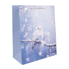  Ajándéktasak hóbagoly 18x23cm dekorációs kellék