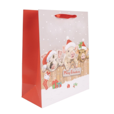  Ajándéktasak malacok sapival 26x32cm dekorációs kellék