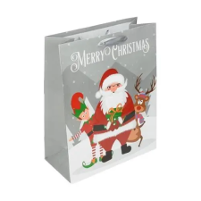 - Ajándéktasak Special Xmas L 26x32x12 karácsonyi mikulás  mintával sötétkék szürek pasztell kék egyedi ajándék