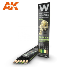 AK-interactive Weathering Pencil - GREEN &amp; BROWN: SHADING &amp; EFFECTS SET akvarell ceruza szett - AK10040 akvarell