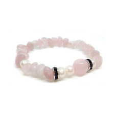  Akaraterőt támogató, nyugtató – rózsakvarc, tenyésztett gyöngy ásvány karkötő karkötő