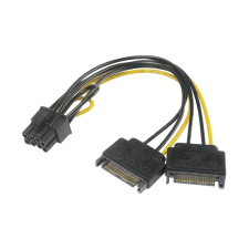 Akasa 2xSATA apa - 6+2pin PCIe anya adapter 15cm (AK-CBPW19-15) (AK-CBPW19-15) kábel és adapter
