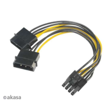 Akasa 4pin Molex - 6+2pin PCIe adapter - 15cm - AK-CBPW20-15 kábel és adapter