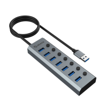 Akasa Connect 7 IPS 7portos kapcsolós USB Hub (AK-HB-21BKCM) (AK-HB-21BKCM) hub és switch