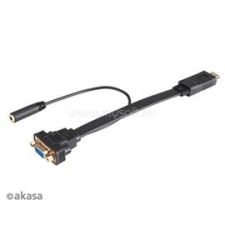 Akasa HDMI - VGA + 3,5mm audio jack - 20cm (AK-CBHD18-20BK) kábel és adapter