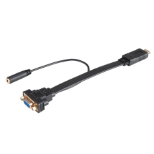 Akasa HDMI - VGA + 3.5mm audio jack kábel 20cm (AK-CBHD18-20BK) kábel és adapter