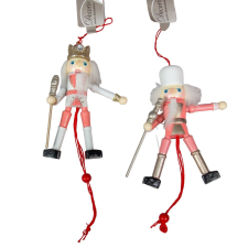  Akasztós diótörő figura rózsaszín-fehér 12,5cm dekorációs kellék