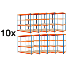  AKCIÓS CSOMAG: 10 DARAB PROFI SALGÓ POLC 1800x1800x400 mm lakkozott 4-polc, teherbírás  1600 kg - KÉK-NARANCS üzletberendezés, dekoráció