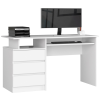 Akord Akord Furniture Factory CLP Fehér Íróasztal 135cm, 3 Fiókkal és Billentyűzettartóval