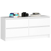 Akord Akord Furniture Factory Fehér Mat Komód 120cm - 4 Fiókos, CLP Rendszerű Laminált Bútor, ABS Szegéllyel