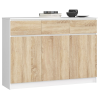 Akord Akord Furniture Factory K140 3 Ajtós 3 Fiókos Komód CLP Fehér / Tölgy Sonoma