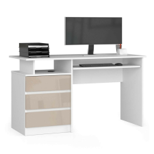 Akord CLP 135 Modern Íróasztal Fehér-Cappuccino Magasfényű íróasztal