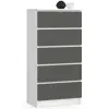 Akord CLP Komód - 5 Fiókos - 60x40x121 cm - Fehér/Szürke