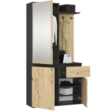 Akord Entro Előszobai Szekrényrendszer Fekete/Artisan Tölgy bútor