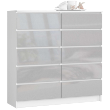 AKORD Furniture Factory 10 fiókos komód P121_120 - fehér/fényes szürke bútor