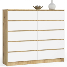 AKORD Furniture Factory 10 fiókos komód P121_138 - tölgy/fehér bútor