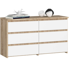 AKORD Furniture Factory 6 fiókos komód P57_100 - sonoma/fehér bútor