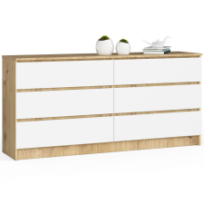 AKORD Furniture Factory 6 fiókos komód P77_160 - tölgy/fehér bútor