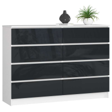 AKORD Furniture Factory 8 fiókos komód P99_138 - fehér/grafit fényes bútor