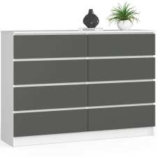 AKORD Furniture Factory 8 fiókos komód P99_138 - fehér/grafitszürke bútor