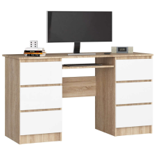 AKORD Furniture Factory A-11 Clp Íróasztal 6 Fiókos Sonoma / Fehér íróasztal
