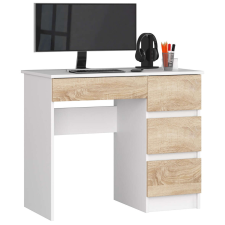 AKORD Furniture Factory A-7 Számítógépasztal 90 cm Jobb Fehér / Sonoma íróasztal