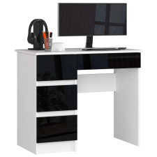 AKORD Furniture Factory Balkezes íróasztal P77_90 - fehér/fényes fekete íróasztal