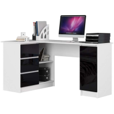 AKORD Furniture Factory Balkezes sarok íróasztal P77_155 - fehér/fényes fekete íróasztal