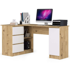 AKORD Furniture Factory Balkezes sarokasztal P77_155 - tölgy/fehér íróasztal