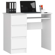AKORD Furniture Factory Balkezes számítógépasztal, 3 fiókkal P77_90 - fehér íróasztal