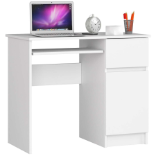 AKORD Furniture Factory Jobbkezes számítógépasztal, fiókkal és polccal P77_90 - fehér íróasztal
