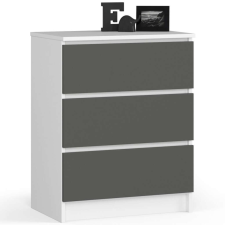 AKORD Furniture Factory K60 Komód 3f Clp Fehér / Szürke bútor