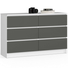 AKORD Furniture Factory Komód K120 6f Clp Fehér / Szürke bútor