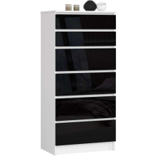 AKORD Furniture Factory Komód P130_60 - fehér-fekete fényes bútor