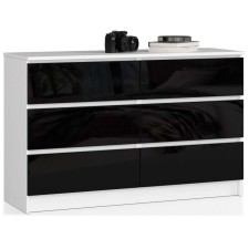 AKORD Furniture Factory Komód P77_120 - fehér-fekete fényes bútor