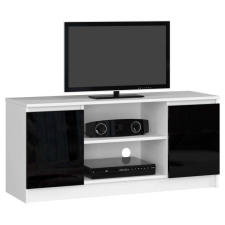 AKORD Furniture Factory TV állvány P55_120 - fehér-fekete fényes bútor