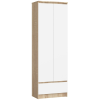  Akord Furniture Factory - Zárt CLP Rendszerű Álló Szekrény R60 2D 1F, Diófa Sonoma / Fehér, Laminált Lemezből, 180x60x35 cm, 2 Ajtó, 1 Fiók, ABS Szegély, Mat Kivitelezés
