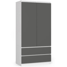 Akord Furniture Gardróbszekrény fiókkal - Akord Furniture S90 - fehér / szürke bútor