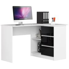 Akord Furniture Sarok íróasztal - Akord Furniture - 124 cm - fehér / magasfényű fekete íróasztal