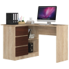 Akord Furniture Sarok íróasztal - Akord Furniture - 124 cm - sonoma tölgy / wenge (bal)