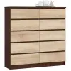 Akord Komód K120 10Fiókos CLP Wenge/Dió Sonoma - Modern Függőleges Tároló Egység 120x121cm