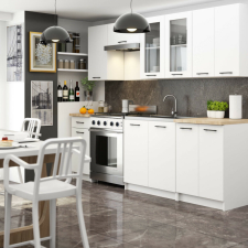  AKORD Oliwia 2.4m Fehér Konyhabútor Szett Üveges Vitrinnel bútor