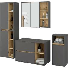 Akord VAMI Fali Fürdőszobabútor Szett Grafit Szürke/Artisan Tölgy fürdőszoba bútor